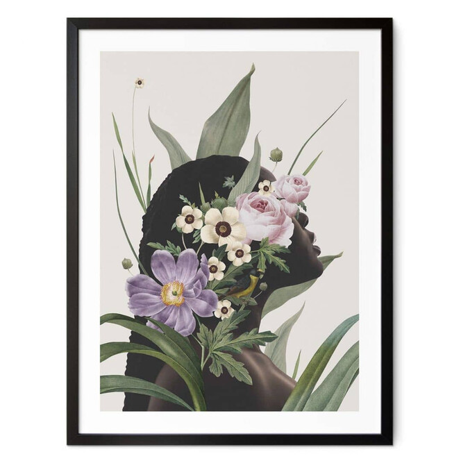 Poster Frida Floral Studio - Frauensilhouette mit Lila Blumen