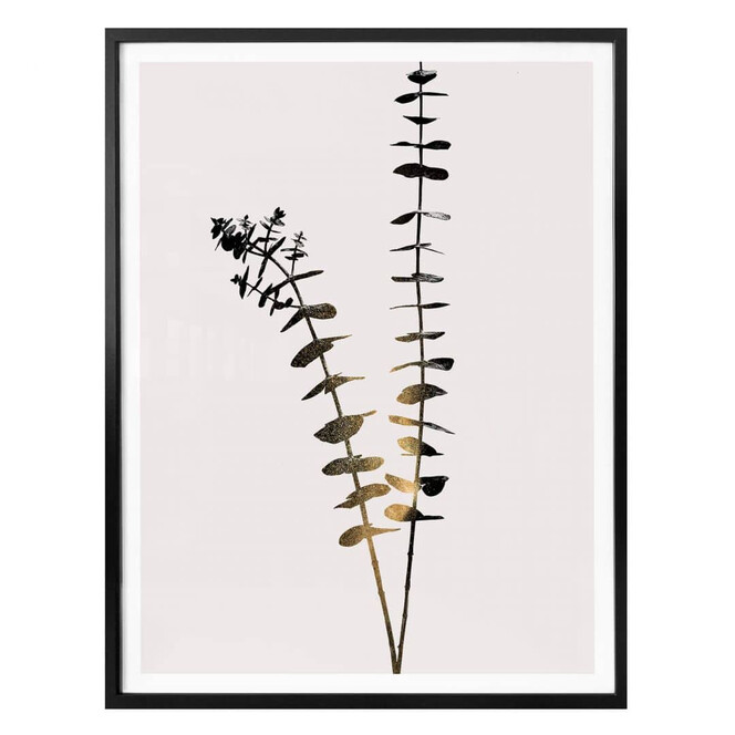 Poster Kubistika - Schwarz-Goldener Eukalyptus