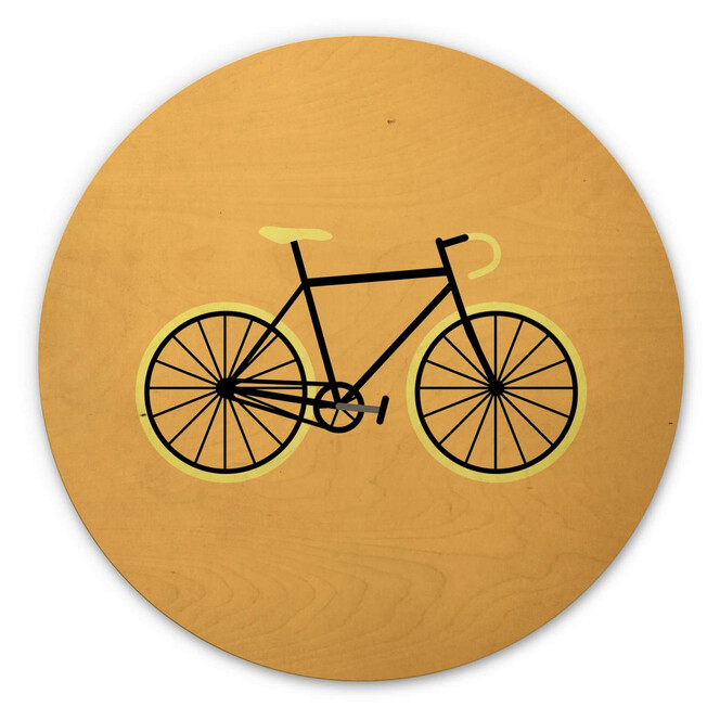 Holzbild Kubistika - Fahrrad Liebe - Rund
