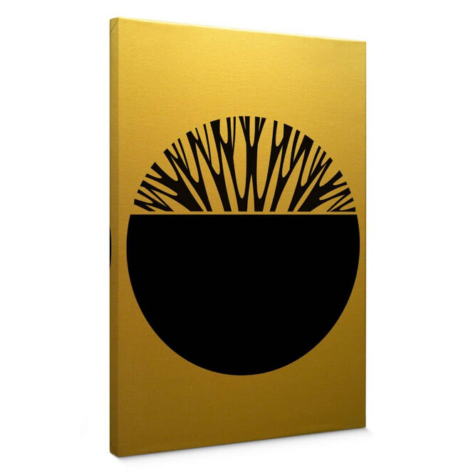 Leinwandbild mit Goldeffekt Kubistika - Baum des Lebens - schwarz