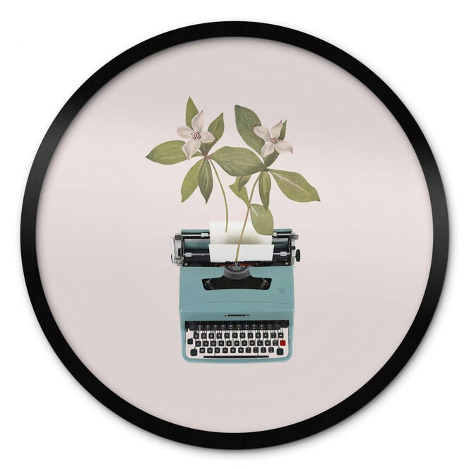 Poster Frida Floral Studio - Botanische Schreibmaschine - Rund