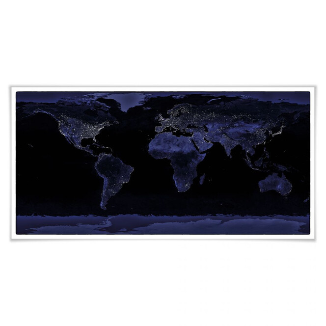 Poster Weltkarte - Satellitenaufnahme bei Nacht