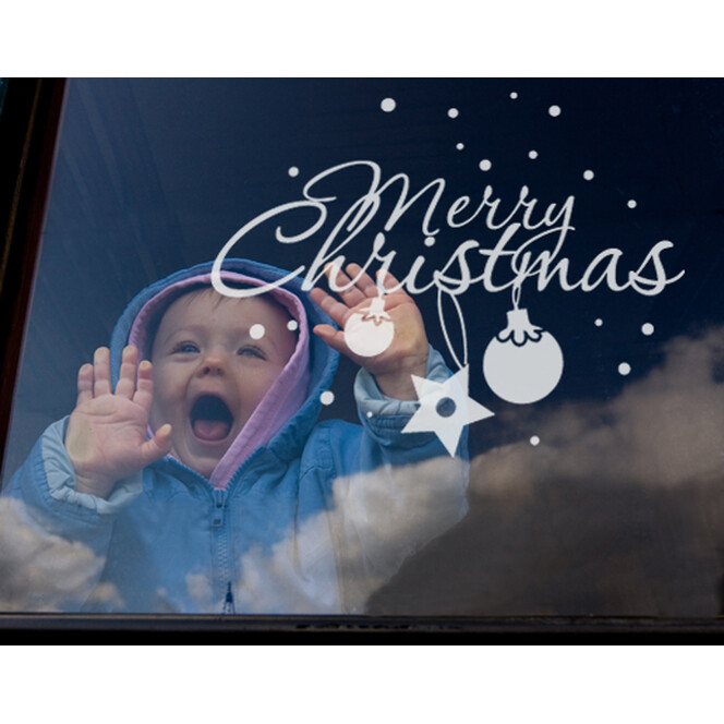 Folienfarbe in Wohnansicht: Frosted - Glasdekor Merry Christmas
