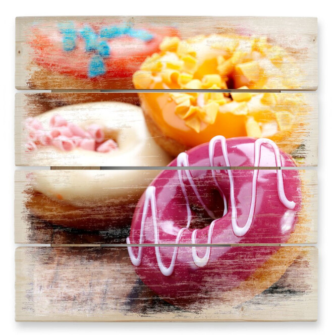 Holzbild Zuckersüsse Donuts