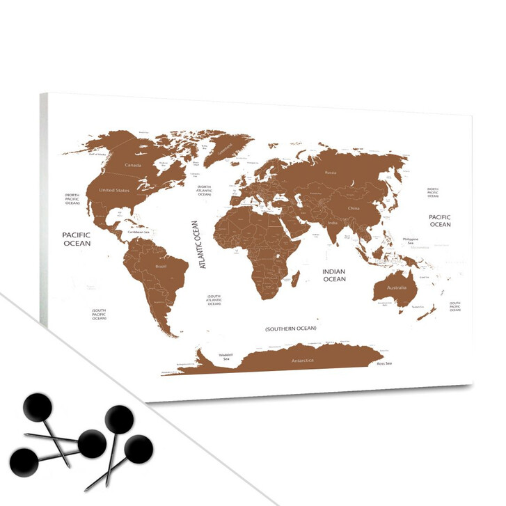 Pinnwand Weltkarte - braun - WA156300