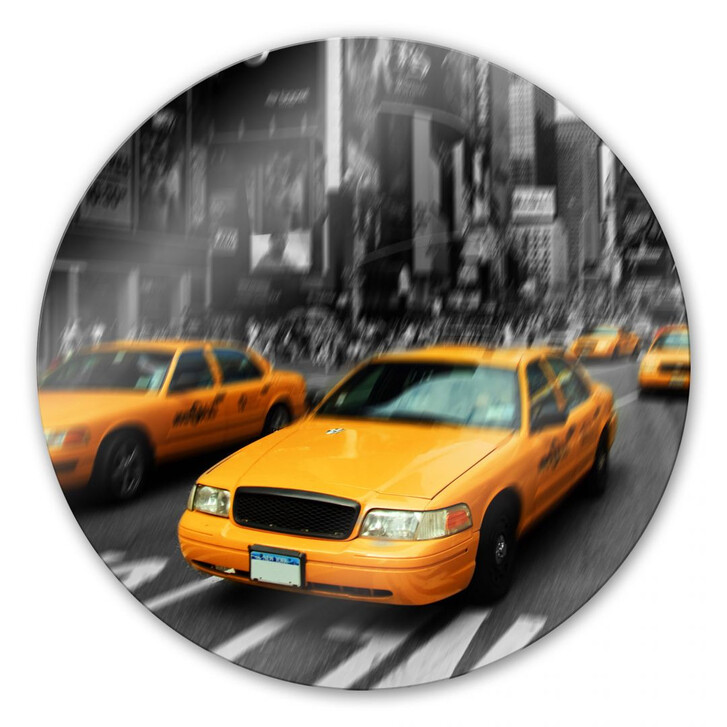 Glasbild New York Taxi - rund - WA126039