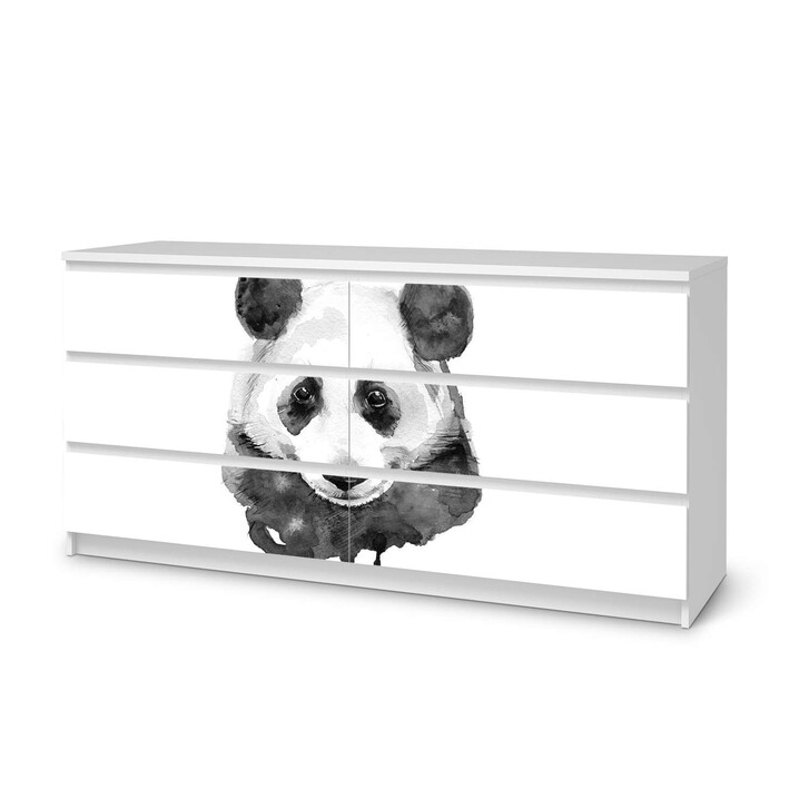 Möbelfolie IKEA Malm Kommode 6 Schubladen (breit) - Watercolor Panda - CR116647