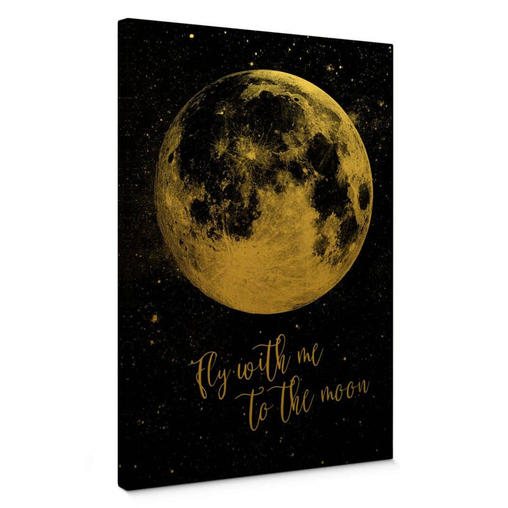 Leinwandbild mit Goldeffekt Fly with me to the moon - WA335431