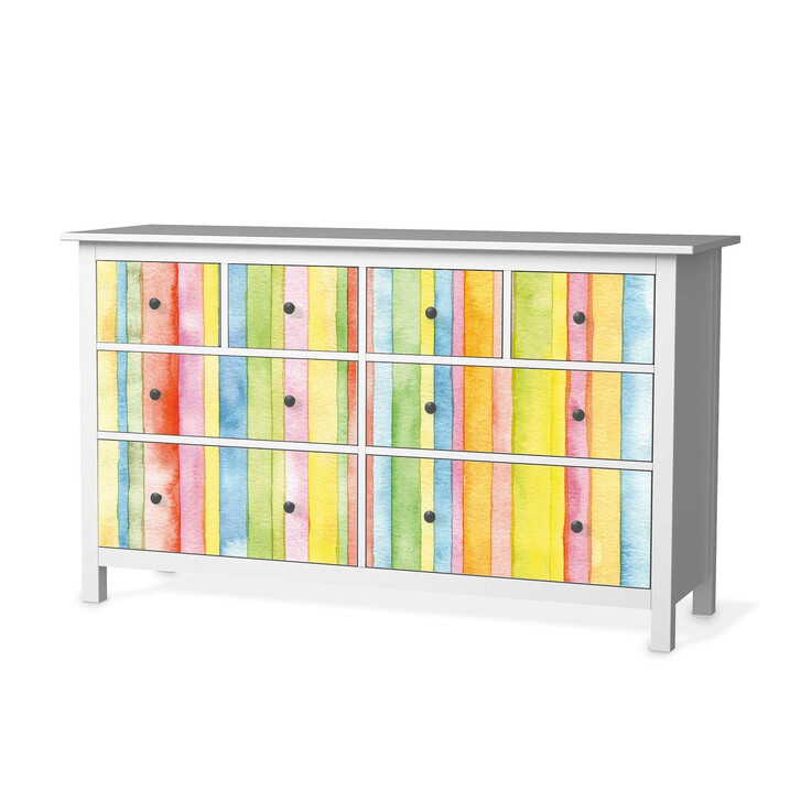 Möbelfolie IKEA Hemnes Kommode 8 Schubladen - Watercolor Stripes - CR114912