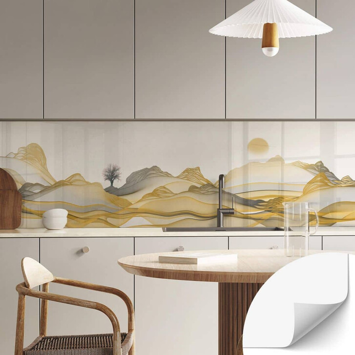 Selbstklebende Küchenrückwand Goldene Berge - WA356395