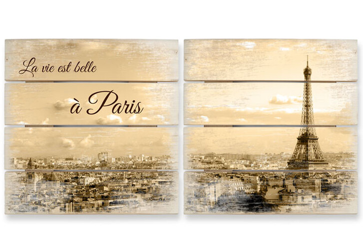 Holzbild Set Paris Skyline (2-teilig) - WA132528