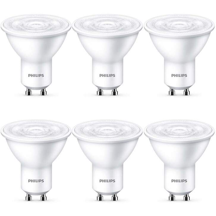 Philips LED Lampe ersetzt 50W, GU10 Reflektor PAR16. warmweiss, 345 Lumen, nicht dimmbar, 6er Pack Energieklasse A&