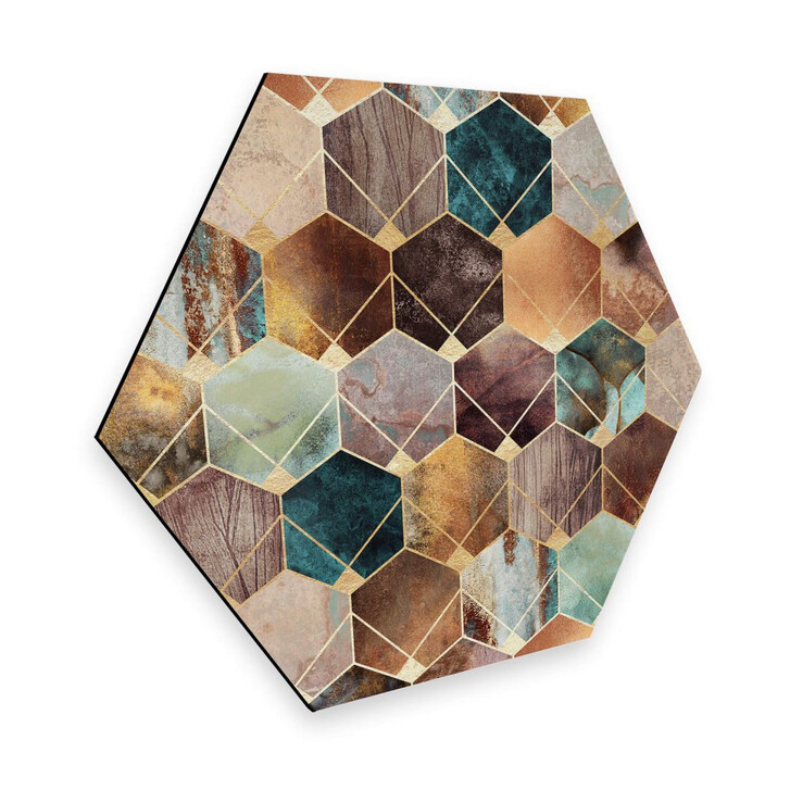 Hexagon - Alu-Dibond - Fredriksson - Gold und Kupfer - WA262615