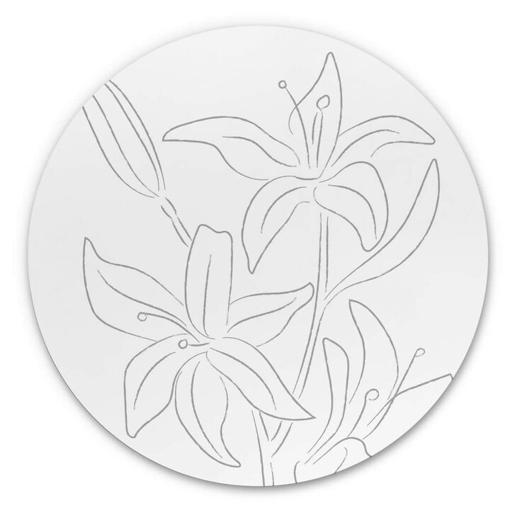 Wandbild 1X Studio - Line Art Floral - Minimalistische Blumen - Alu-Dibond Rund - WA357489
