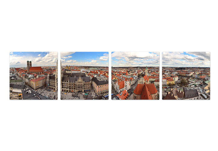 Glasbild Münchener Skyline Panorama Set (4-teilig) - WA125900