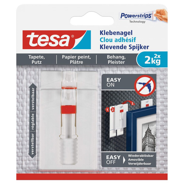 tesa® Klebenagel verstellbar Tapete & Putz 2x2kg - WA243523