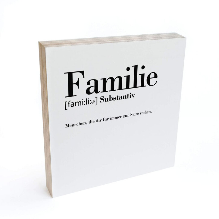Holzbild zum Hinstellen - Grammatik - Familie - 15x15cm - WA297769