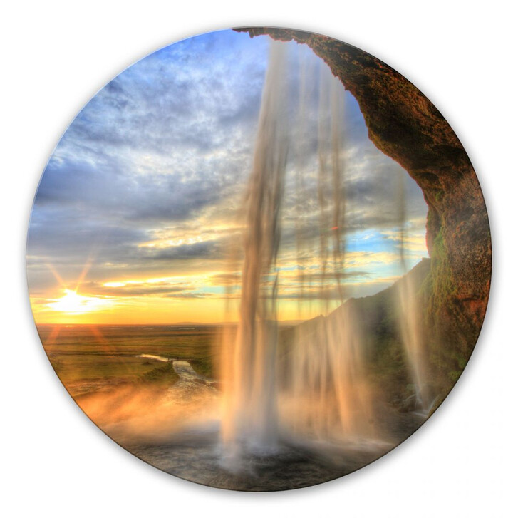 Glasbild Seljalandsfoss Wasserfall - rund - WA127607
