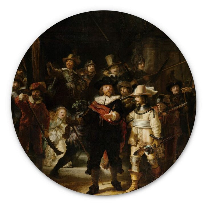 Alu-Dibond Rembrandt - Die Nachtwache - Rund - WA305779