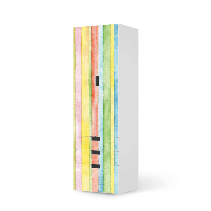 Klebefolie IKEA Stuva / Malad - 3 Schubladen und 2 grosse Türen - Watercolor Stripes - CR111864