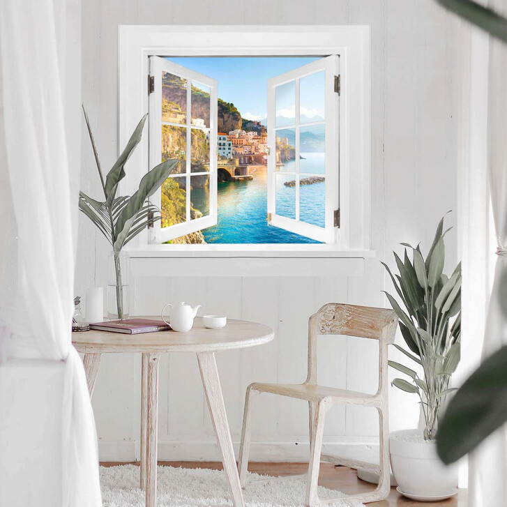 3D Wandtattoo Fenster quadratisch - Campania in Italien - WA229651