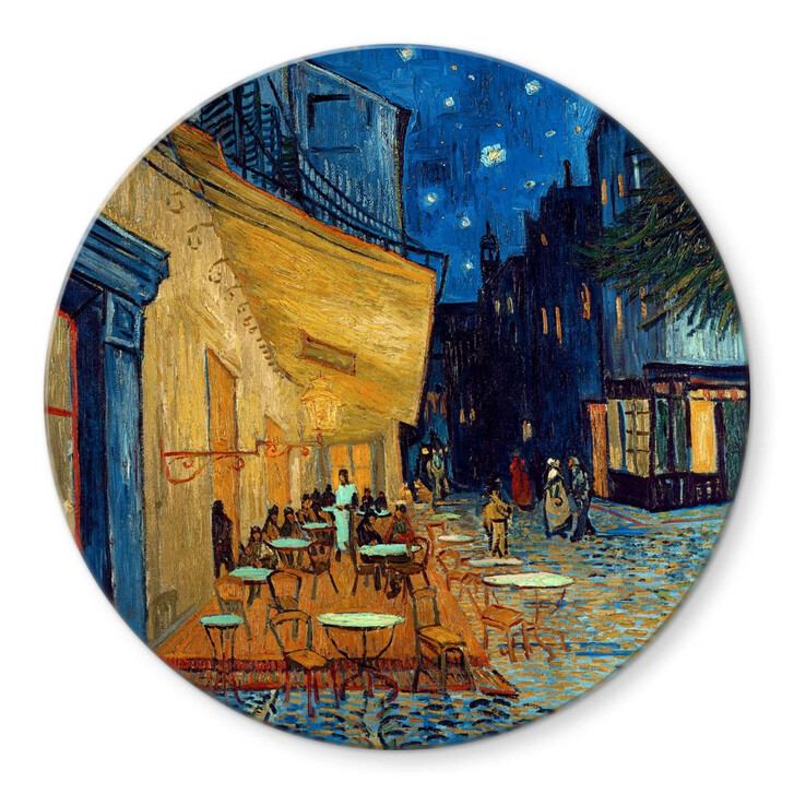 Glasbild van Gogh - Café Terrasse am Abend - Rund - WA346065