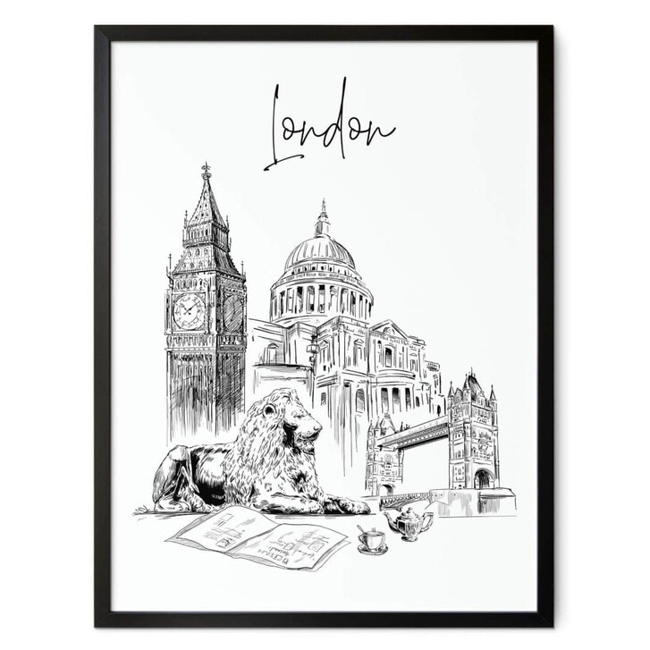 Poster Love your City - London - Schwarz-Weiss - WA349454