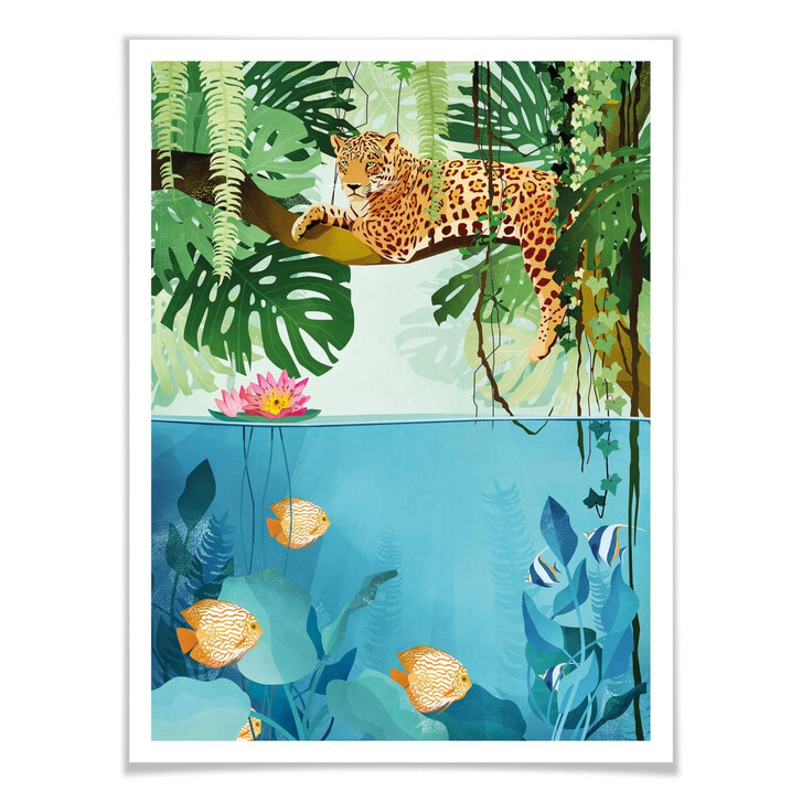 Poster Goed Blauw - Tiger im Dschungel - WA247569