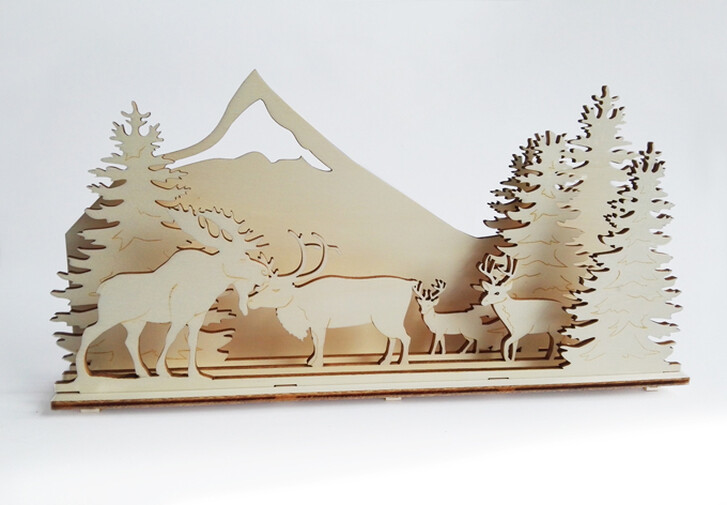 Holzkunst Weihnachtskrippe Waldtiere - WA133693