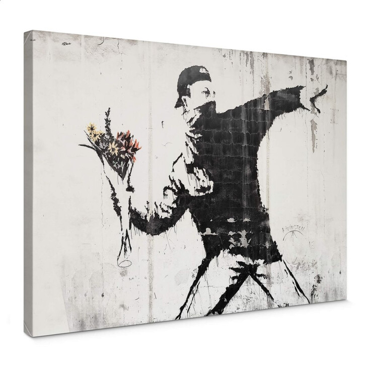 Leinwandbild Banksy - Der Blumenwerfer (30x20cm) - WA263736