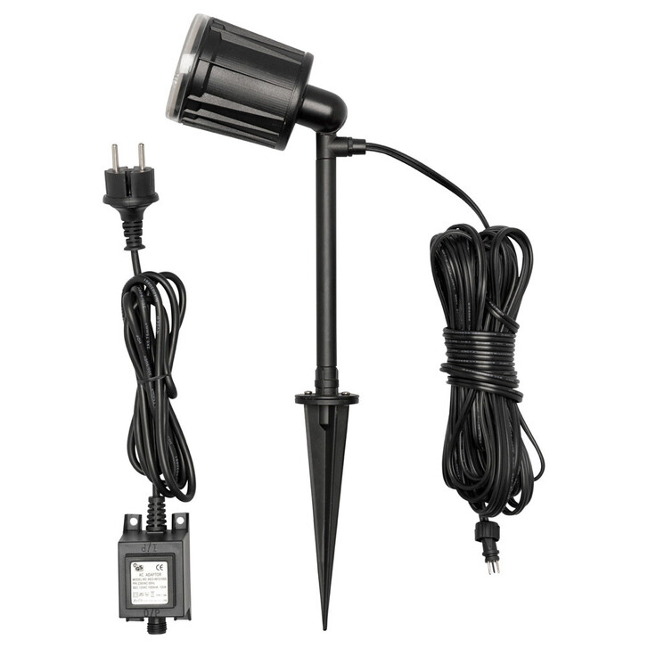 Funktionelle LED Erdspiessleuchte Amalfi aus Aluminium in schwarz und Kunsttoff in klar, IP44 - CL107417