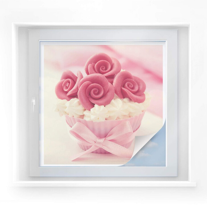 Sichtschutzfolie Roses on Cupcake - quadratisch - WA176518