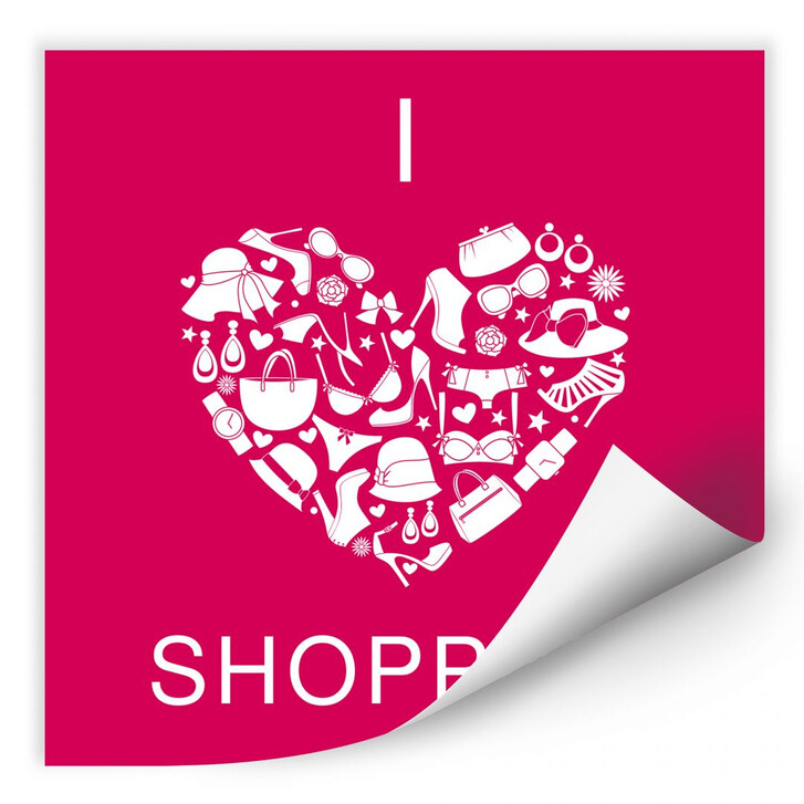 Wallprint I love Shopping - quadratisch - WA184624