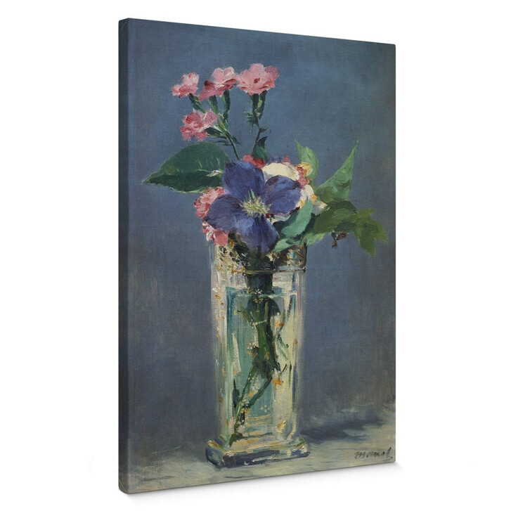 Leinwandbild Manet - Glasvase mit Nelken und Klematis - WA142019