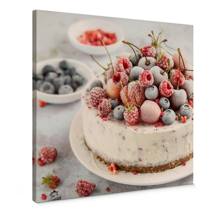 Leinwandbild Torte mit Beeren - Quadratisch - WA303322