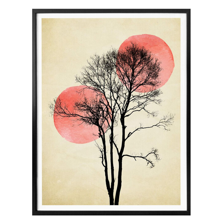 Poster Kubistika - Sonne und Mond hinter dem Baum - WA258351