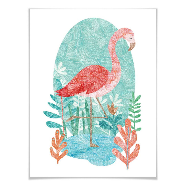 Poster Goed Blauw - Der Flamingo - WA247418