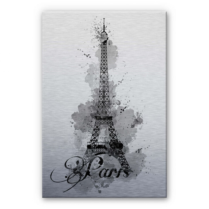 Alu-Dibond Bild La Tour Eiffel Aquarelle - schwarz/weiss - WA112884