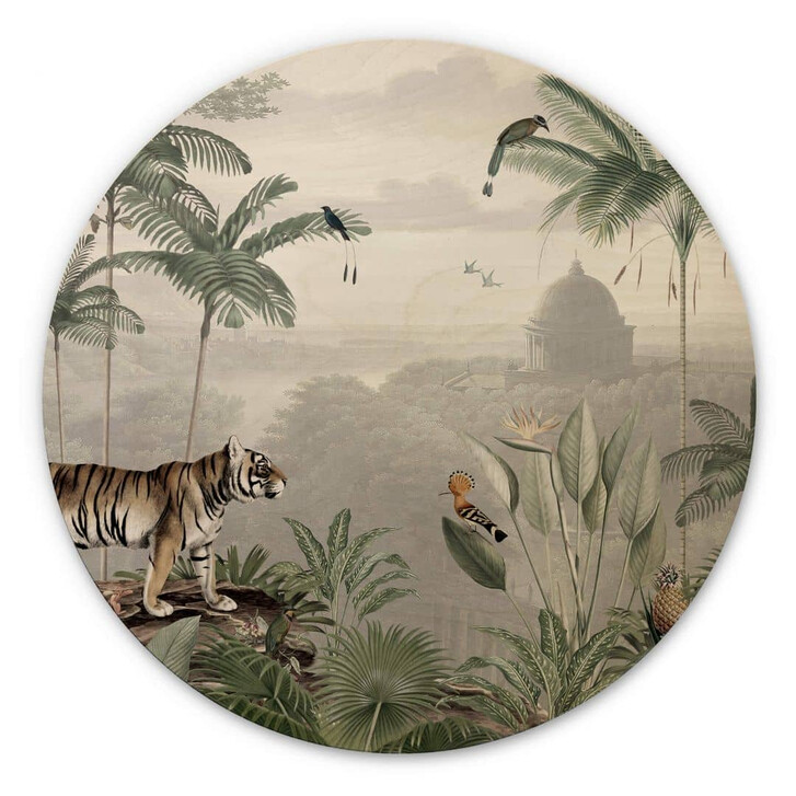 Holzbild Sir Edward - Tiger in den Tropen - Rund - WA353774