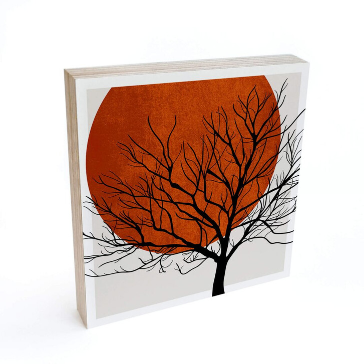 Holzbild zum Hinstellen - Kubistika - Warmer Sonnenuntergang - 15x15cm - WA295679