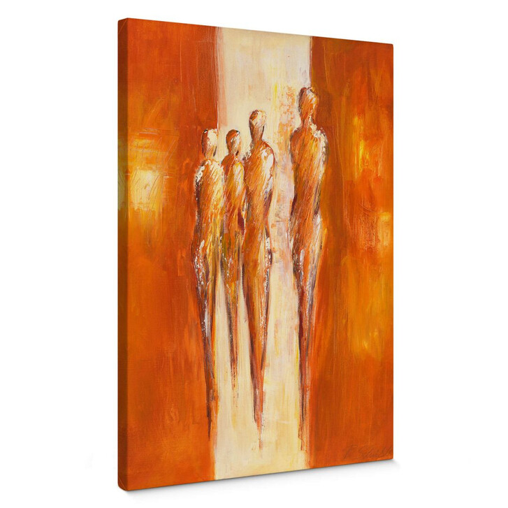 Leinwandbild Schüssler - Vier Figuren in Orange 02 - WA145067