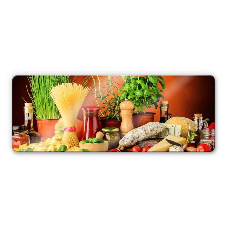 Glasbild Italienisch Kochen - Panorama - WA123800