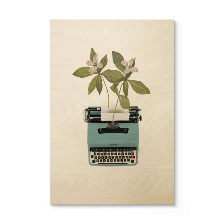 Holzbild Frida Floral Studio - Botanische Schreibmaschine - WA353472