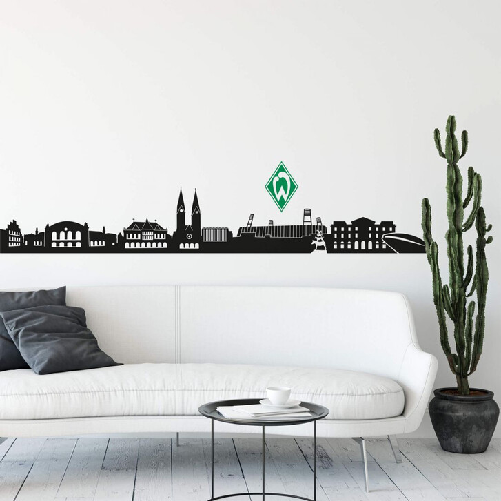 Wandtattoo Werder Bremen Skyline mit Logo farbig - WA221369