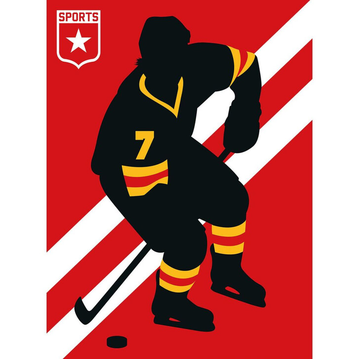 Livingwalls Fototapete ARTist IceHockey gelb, rot, schwarz, weiss - WA310858