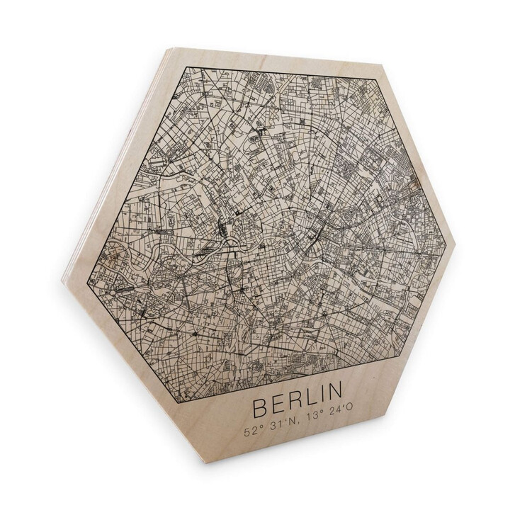 Hexagon - Holz Birke-Furnier - Stadtplan Berlin - WA253391