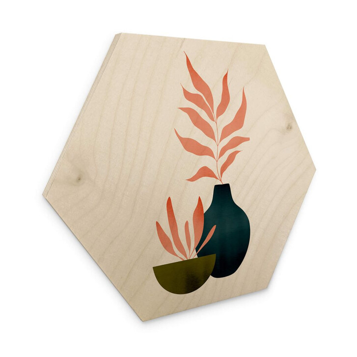 Holzbild Kubistika - Herbstliche Pflanzen - Hexagon - WA353638