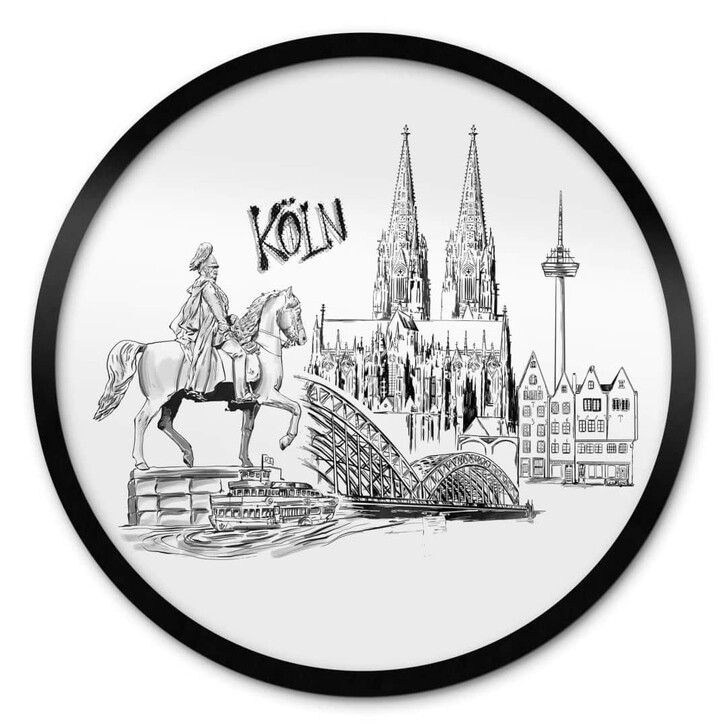 Poster Love your City - Köln - schwarz-weiss - Rund - WA349435