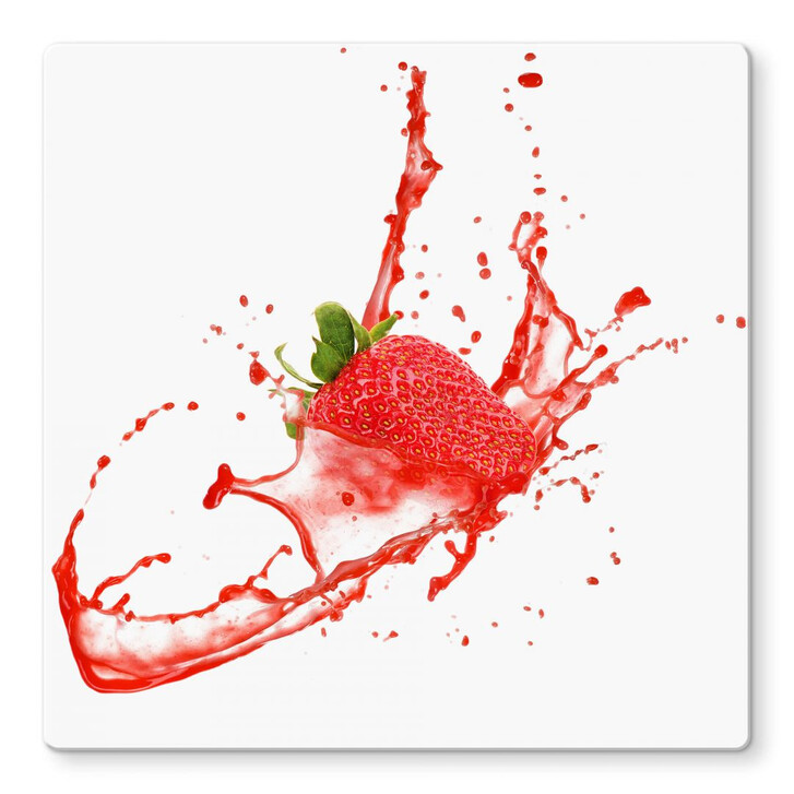 Glasbild Splashing Strawberry - WA127881