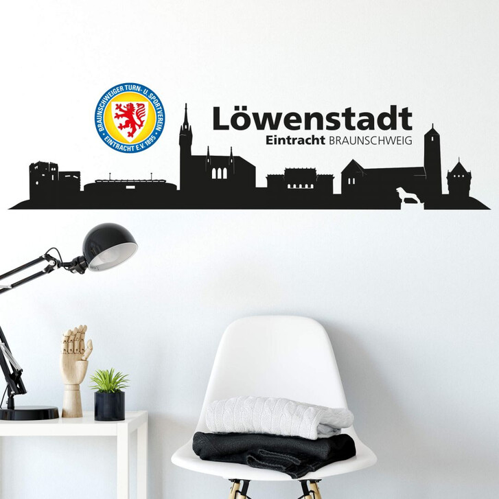 Wandtattoo Eintracht Braunschweig Skyline mit Logo farbig - WA208863